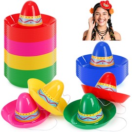 TOPZEA 40 Pack Mini Plastic Sombrero Hats, 5" Colorful Mexican Themed Party Hats Cinco De Mayo Costume Hat Carnival Decorations for Party Favor, Taco Night Decor, Photo Booth Prop, 5 Colors