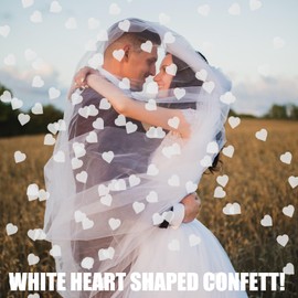 9000 Pieces Of Biodegradable White Heart Shaped Confetti,75g Wedding Confetti 2.5cm,Wedding White Confetti Birthday Confetti for Balloons,For Weddings,Birthday Decoration,Anniversary