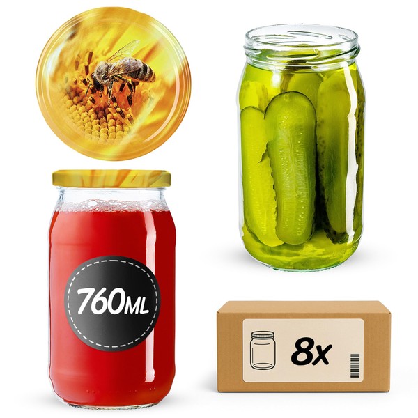 KADAX Preserving Jars 760 ml with fi82 mm Screw Lid,