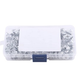 90pcs Carbon Steel Four Pronged T Nuts, M3/M4/M5/M6/M8 Four Pronged T Nuts Blind Inserts Nut for Wood, Climbing Holds, Cabinetry, Furniture