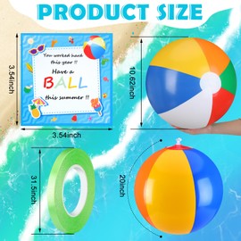Lunmon 48 Pcs 20 Graduation Beach Balls with Cards End of Year Student Gifts 24 Rainbow Pool Balls Inflatable Pool Toys 24 Graduation Cards for Summer Beach Outdoor Class of 2025 Party Favor
