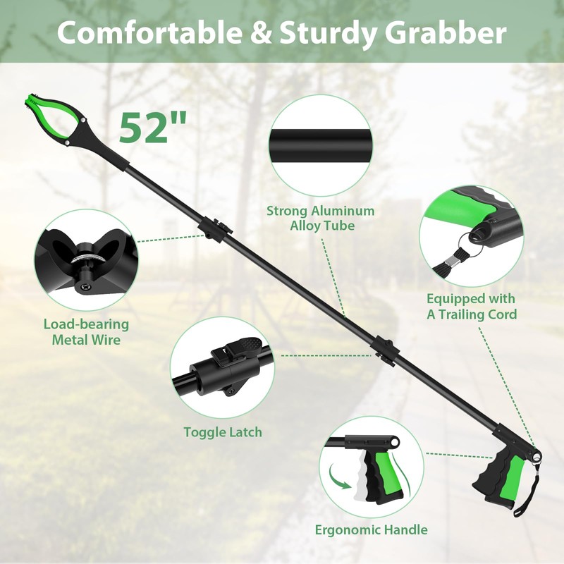 52" Extra Long Grabber Reacher Tool, Foldable Reacher Grabber Pickup