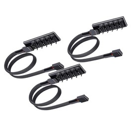 3 Pack PWM Fan Hub 1 to 5 Splitter,5-Way PC Chassis Internal Motherboard Fan Power Extension Cable,PVC Fan Power Extension Cable for ATX Computer Chassis 4-Pin and 3-Pin Cooling Fan Splitter Cord.