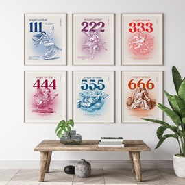 Elegend Angel Numbers Poster Set of 9 – Beautifully Illustrated with Angelic Imagery and Meaningful Sequences in 8x10 Inches Prints on Quality Paper Unframed