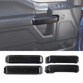 JeCar Car Inner Door Grab Handle Decoration Trim Cover for 2015 2016 2017 2018 2019 2020 Ford F150 (Black Wood Grain)