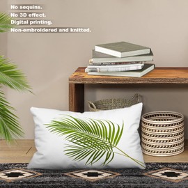 Batmerry Green Tropical Foliage Throw Pillow Covers,Areca Palm Leaves On White Decorative Pillow Covers Digital Printing Blended Fabric for Couch Sofa Bed Invisible Zipper 12X20 in