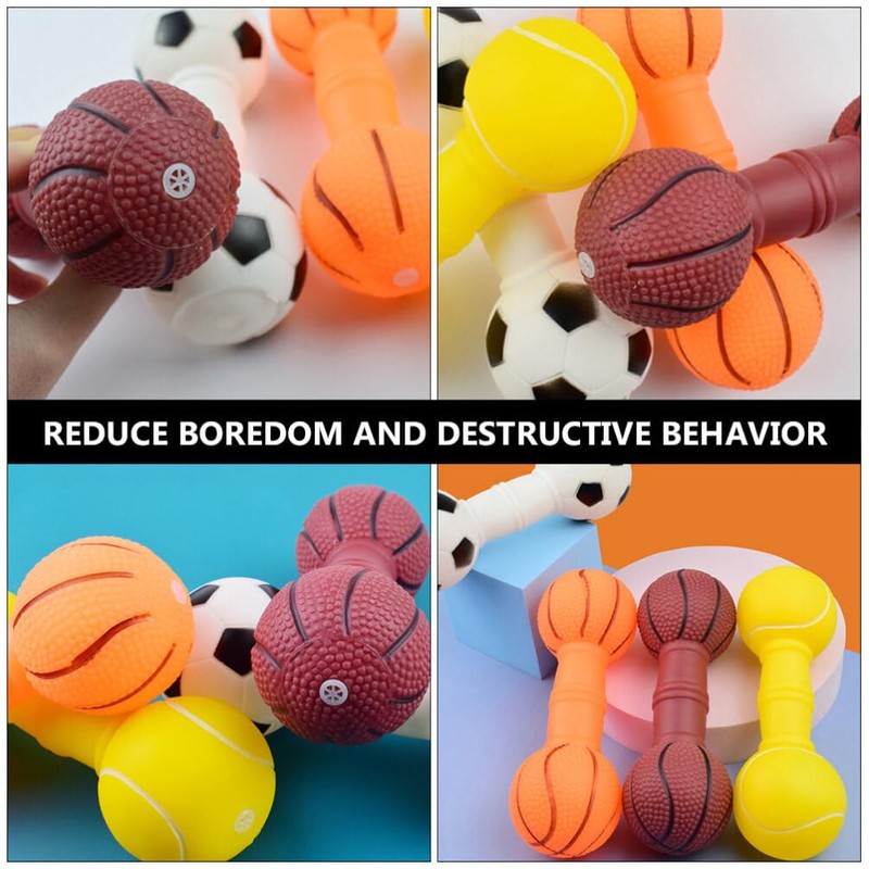 4Pcs Vinyl Barbell Dog , Pet Dog Dog Molar Chew