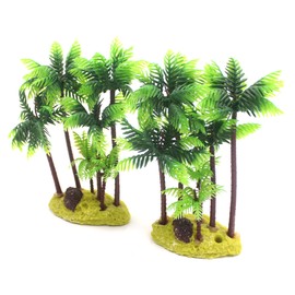 M2cbridge Set of 2 Plastic Coco Tree Plants Palm Tree for Fish Tank Aquarium Decor