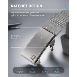 FAIRWIN Men's Ratchet Web Belt,1.25 inch Nylon Automatic Buckle,No Holes Invisible Belts for Men Jeans Pants