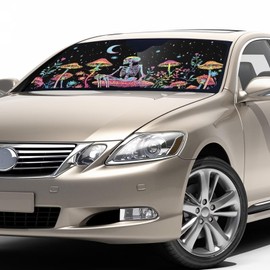 BIGCARJOB Mushroom Skull Print Car Windshield Sun Shade Foldable Front Window Sunshade Window Sun Visor Protector Windscreen Covers Block UV Rays,Keeps Your Vehicle Cool