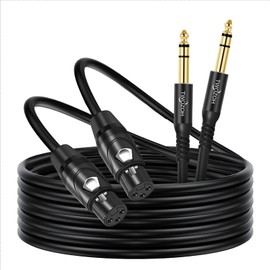 Twozoh XLR Female to Jack 6.35 mm (1/4 Inch) TRS Cable 5 m Pack of 2 Stereo XLR to Jack 6.3 Balanced (Professional/HiFi)