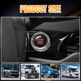 QZTYTY 2PCS Car Engine Start Stop Decoration Ring, Car Start Button Cover, Push to Start Button Start Engine Ring, Car Accessories Push Start Button Ignition Ring for Women (Brilliant Black, 2PCS)