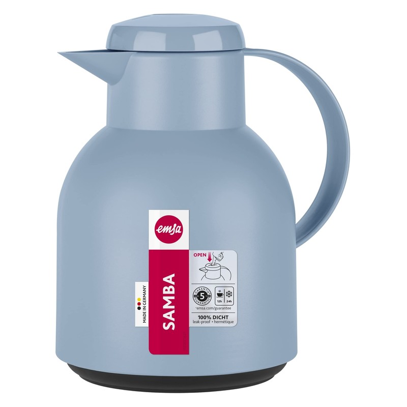 Emsa Samba F40101 Insulated Jug, 1 Litre, Quick Press Closure,