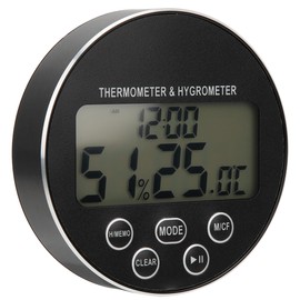 Multifunctional Kitchen Digital Timer Thermometer Hygrometer Black for Household Use