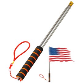 TPZORJX Telescopic Flag Pole, 2 m Telescopic Flagpole, Handheld Flagpole with Clips, Telescopic Rod Flag Pole Extendable for Camping, Travel, Excursions, Competitions, Teachers, Travel Guide