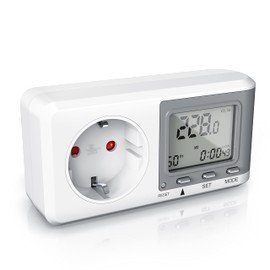 CSL Electricity Meter for Socket, Energy Cost Meter, Ammeter with Increased Touch Protection, Power Consumption Meter 3680 W, Energy Meter