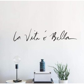 Vinil Decorativo accesorio de la frase La vida es bella Pegatinas de pared italianas para habitaciones Decoración del hogar Tatuajes de pared Dormitorio DIY Vinilo Mural