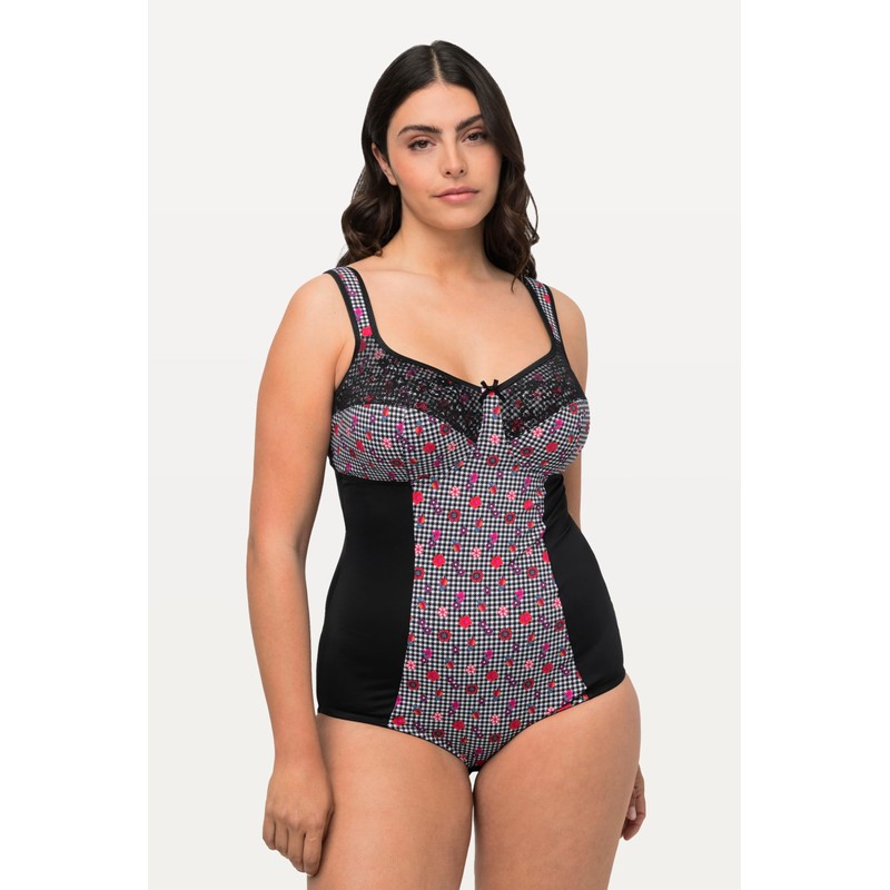 Ulla Popken Ladies Plus Size Plus Size Shaping Bodysuit Houndstooth