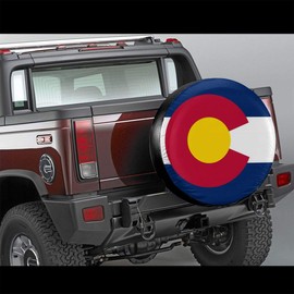 Foruidea Colorado Flag Spare Tire Cover Waterproof Dust-Proof UV Sun Wheel Tire Cover Fit for Jeep,Trailer, RV, SUV and Many Vehicle 15 Inch