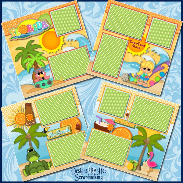 Handmade FLORIDA Premade Scrapbook Pages paper printed layout DBDS