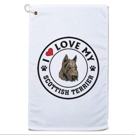 Golf Towel I Love My Scottish Terrier Dog Style A Cotton Bag Accessories White Design Only