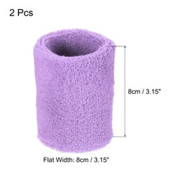 PATIKIL 2pcs 8x8cm Sport Wristbands Cotton Terry Cloth Absorbent Sweatband for Tennis Baseball Exercise Athletic Running Light Purple