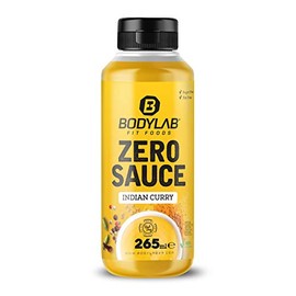 Bodylab24 Zero Sauce Indian Curry 265ml, kalorienarm, nur 3-9 kcal je 15g Portion, fett- und zuckerreduziert, perfekt zum Verfeinern von Gerichten, als Sauce oder Dressing, ideal für jede Diät