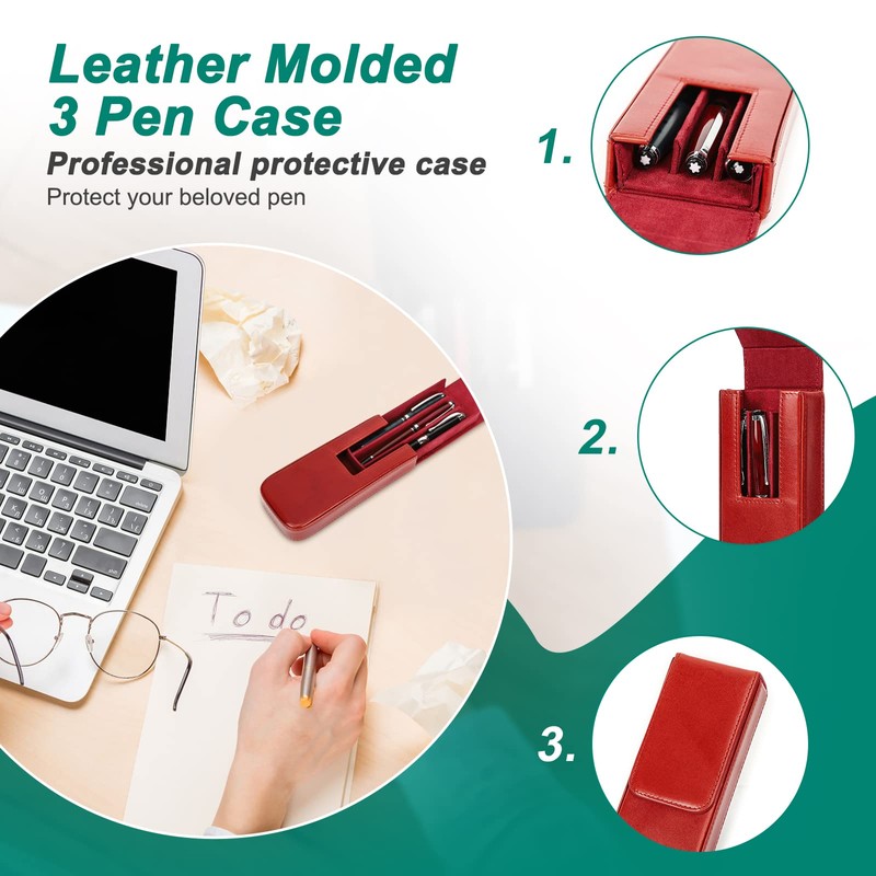 Hiram Leather Pencil Case Portable Genuine Leather Storage Box Pen