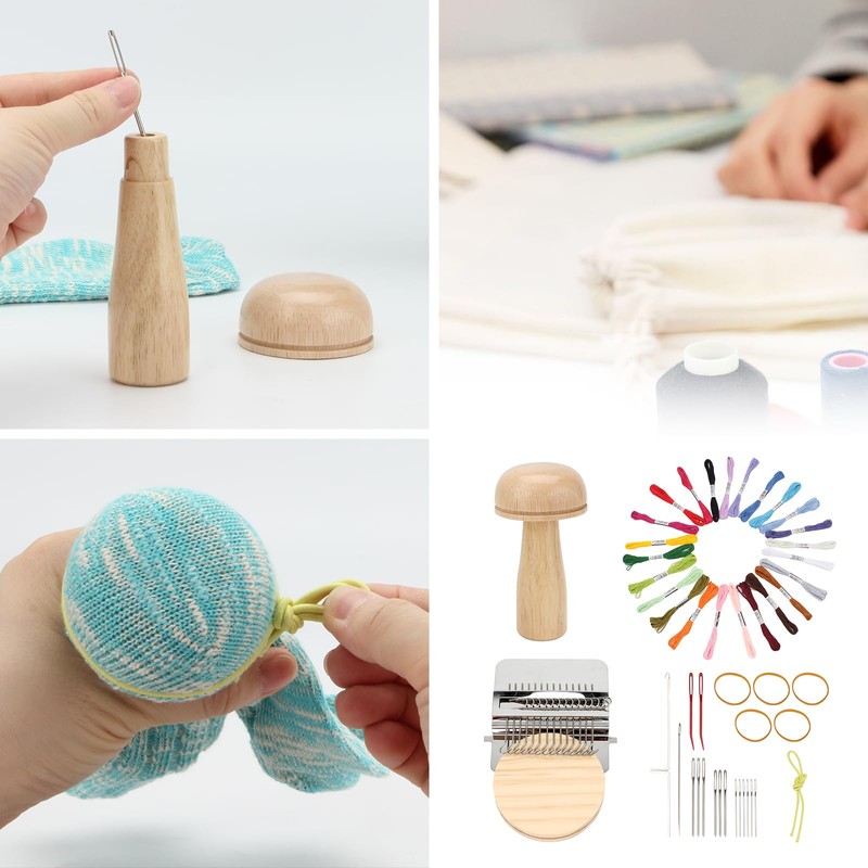 FMTYAOIU Darning Mushroom for Socks 14 Hooks Small Weaving Darner