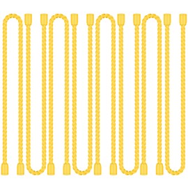 8PCS 12-Inch Silicone Cable Ties, Bendable Rubber Twist Ties, Reusable Twist Ties for Cords, gear ties for Organizing, Bundling (Yellow)