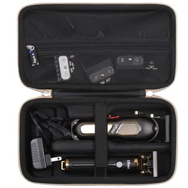 Clipper Case for Ufree/Novah® / Solati/ZUWSUJS/Jack & Rose/Romanda Professional Hair Clippers, Beard Trimmer Organizer Travel Storage Bag for Cordless Barber & Trimmers Set (Black & Golden)