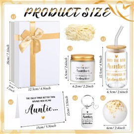 Yiyiring 6 Pcs Godmother Proposal Gift Will You Be My Godmother Gift Set Includes Coffee Glass Scented Candle Bath Bomb Keychains Cards Box Set from Godchild Christmas Mother's Day(Auntie Style)