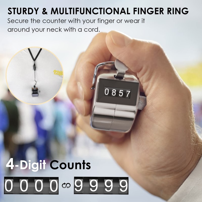 KTRIO Metal Handheld Tally Counter, 4-Digit Number Clicker Counter, Hand