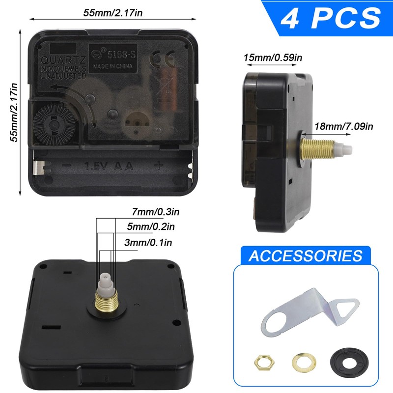 TOPBELIEF 4PCS Quartz Clock Movement Clock Hands Wall Clock Mechanism