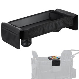 Snack Tray with Foldable Deeper Cup Holders for Wonderfold Stroller Wagon Accessories,Hanging Side Pockets,Easy to Clean and Install(W4 Series)