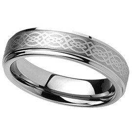 DoubleAccent 6mm Titanium Wedding Bands Promise Rings Laser Etched Celtic Knot Design Comfort Fit Ring