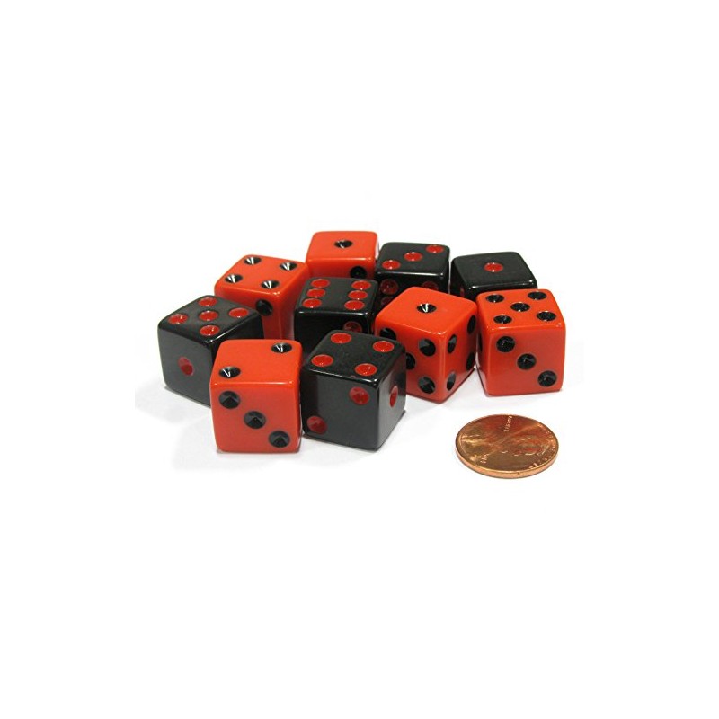 Set of 10 Six Sided Square Opaque 16mm D6 Dice