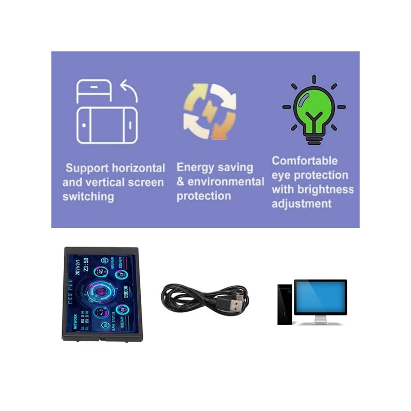 Mini Pantalla IPS USB de 3,5 Pulgadas, Pantalla de Temperatura
