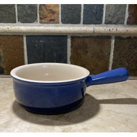 Le Creuset "Cobalt" LE CREUSET 5" Stoneware French Onion Soup Bowl w/ Handle NWT 16 oz Blue