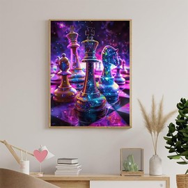 PUAGEMTI Colorful Chess Diamond Painting Kits for Adults, Hobbies 5D DIY Diamond Art Kits Full Drill Diamond for Gift Wall Decor Gem Arts 12x16 inch