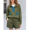 Fisoew Womens 2 Piece Outfits Sweatsuits Casual Snap Color Block