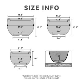 Kante 19.9",15.7",11.8" Dia Round Concrete Planter Set of 3, Outdoor/Indoor Large Bowl Plant Pots with Drainage Hole and Rubber Plug for Garden Patio Balcony Home, Dark Gray