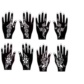 Rosalia 8 Leaves Flowers and Roses Tattoo Stencil Template for Hand and Body Painting