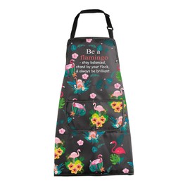MBMSO Flamingo Aprons for Women with Pockets Pink Flamingo Chef Apron Cooking Apron Flamingo Lover Gifts Be a Flamingo Gifts (Flamingo Apron-b)