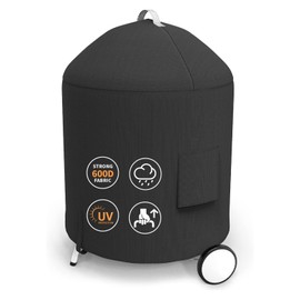 Grisun Kettle Grill Cover for Weber 22 Inch Charcoal Kettle Grill, Anti-Fade Waterproof Kettle Cover Compatible with Weber 7176 7150, 600D Fabric Charcoal Grill Cover, Fastening Straps for Fix, Black