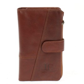 LECONI LE9017-buf Women's Wallet Card Pockets Genuine Leather Purse in Vintage Look 11 x 19 x 2.5 cm, brown