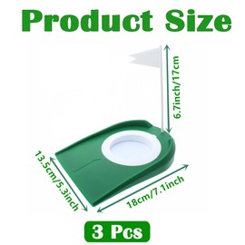 Set of 3 putting cups, golf putting cups with flag, plastic golf indoor outdoor putting cup, exercise aid, training aid, for men and women, indoor and outdoor, home, office, yard, lawn