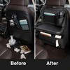 Foldable Leather Car Seat Back Organizer With Table for Rear-Seat