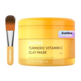 ZealSea Turmeric Clay Mask for Face with Vitamin C - Mud Mask for Face Clay Mask for Blackheads and Pores Face Mask Skin Care Facial Skincare, 4.23 Oz, Skin Repair Comfort