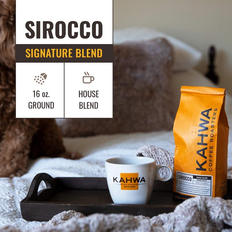 Kahwa Coffee Sirocco Medium Dark Roast House Blend, Ground Coffee,